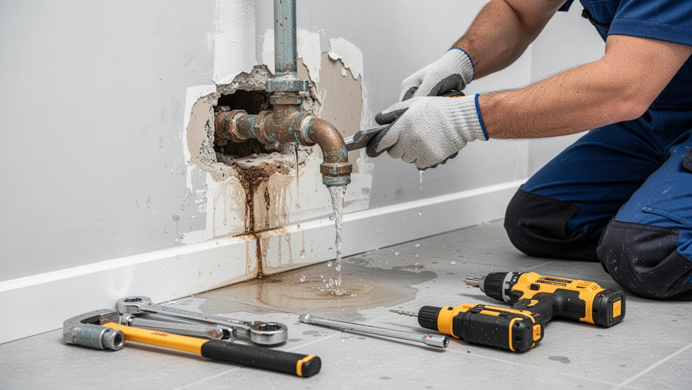 Leaking Pipe Water Damage Repair